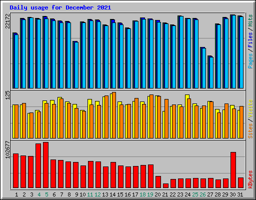 Daily usage for December 2021