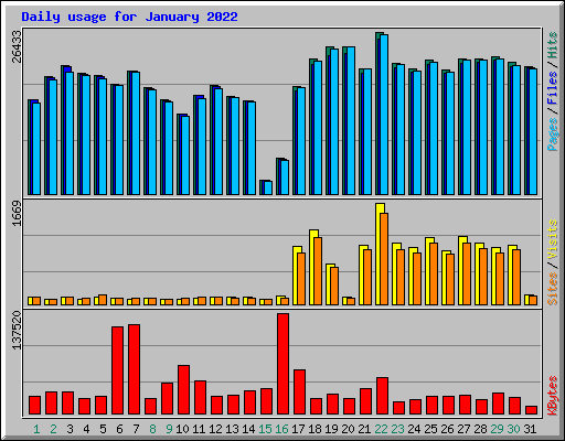 Daily usage for January 2022