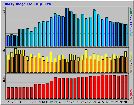 Daily usage for July 2025
